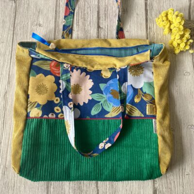 Sac à main Vintage garden / Vert Or Bleu Moutarde – Image 3