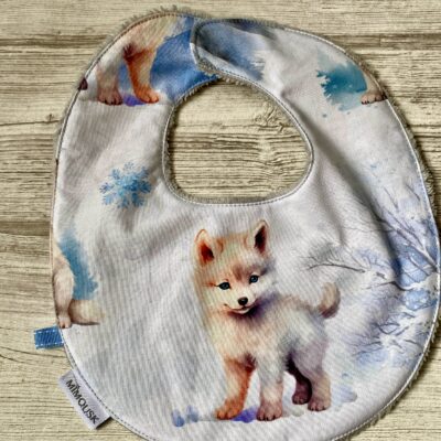 Box naissance Loup 4 produits: couverture, bavoir, lingettes, doudou anneau de dentition – Image 5