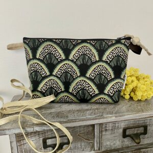 Trousse toilette enduite MM/ Noir, Vert, Doré