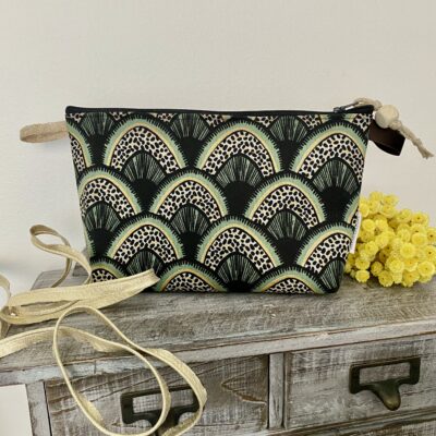 Trousse toilette enduite MM/ Noir, Vert, Doré