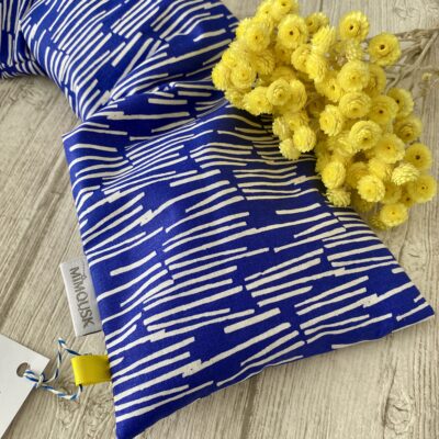 Bouillotte longue XL pour cervicales en graines de lin bio/ lekker marine blanc – Image 2