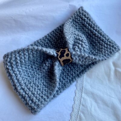 Bandeau laine/ Gris & Léopard