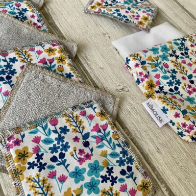 Lingettes lavables éponge Bambou / imprimé fleuri Milly – Image 2