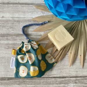 Sac à savon solide/ enduit pommes / vert jaune