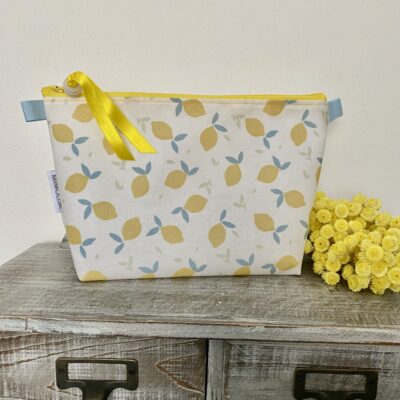 Trousse toilette enduite MM/ Citrons, blanc jaune