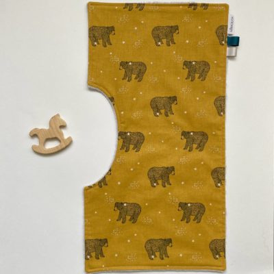 Bavoir d'épaule / Ours brun baloo, gris/moutarde – Image 3