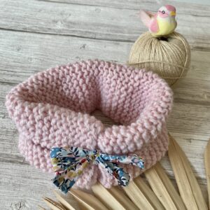 Tour de cou enfant / Rose pailleté, noeud Liberty