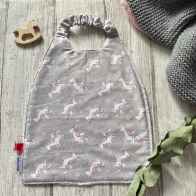 Serviette élastiquée coton et éponge bambou / Licornes / Rose Gris – Image 2