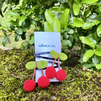 Barrettes Cerises feutrine x2