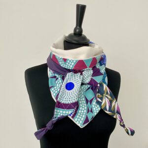 Foulard triangle doudou /ethnic / Bleu bdx violet
