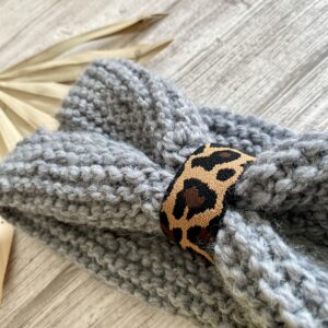 Bandeau laine/ Gris & Léopard