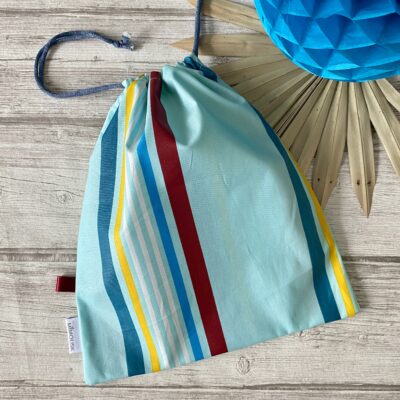 Sac à maillot mouillé XL/ enduit rayures/ bleu bdx jaune