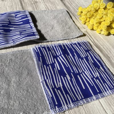 4 Lingettes lavables éponge Bambou / Lekker/ Bleu blanc – Image 2