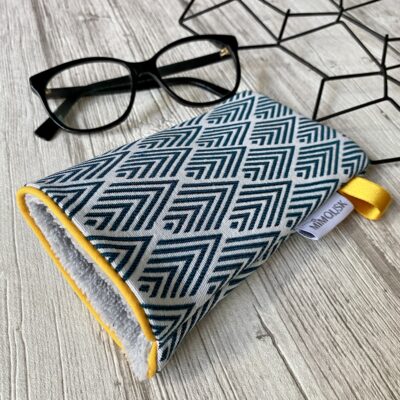 Etui à lunettes / Chevrons / Marine, Blanc, Jaune