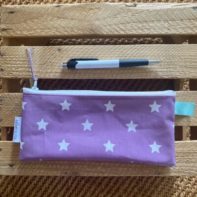 Trousse longue enduite, étoiles parme