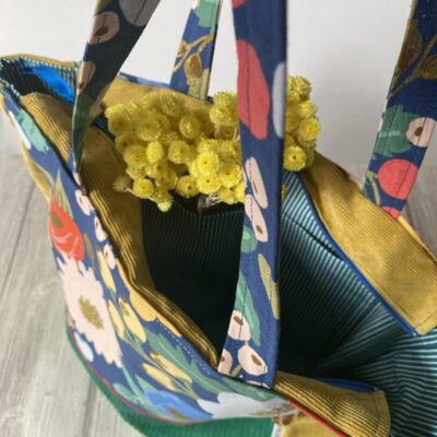 Sac à main Vintage garden / Vert Or Bleu Moutarde – Image 8