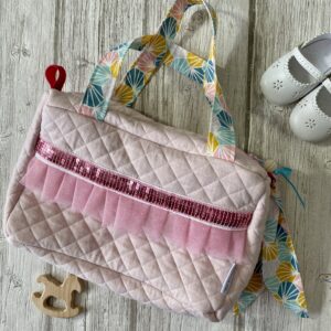 Sac ballerine / molleton, tulle pailleté, sequins / Rose
