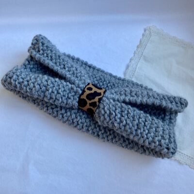 Bandeau laine/ Gris & Léopard – Image 3