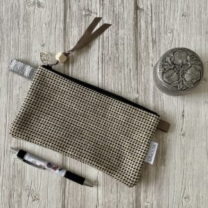 Pochette plate/ Pied-de-poule, beige noir
