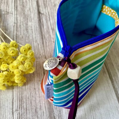 Trousse rayée doublée multicolore