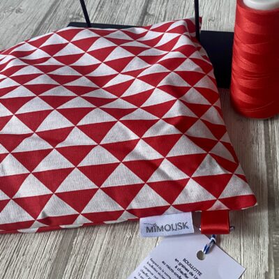 Bouillotte rectangulaire en graines de lin bio / Triangles / rouge blanc – Image 3