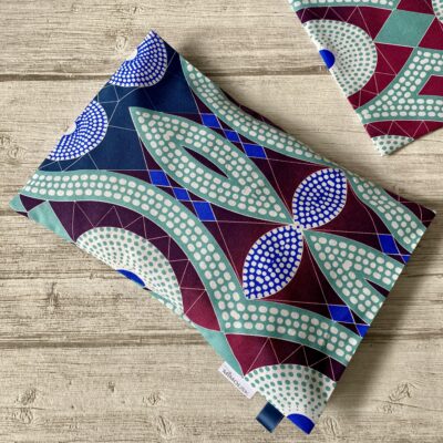Bouillotte rectangulaire en graines de lin bio / ethnic bleu vert bdx