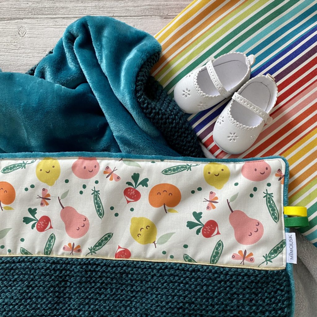 Couverture afghane en tricot vintage : jeté à chevrons fait