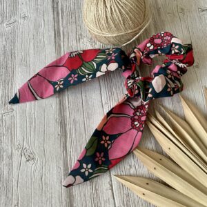 Foulchie chouchou GM/ Fleurs retro sunflower / rose rouge vert