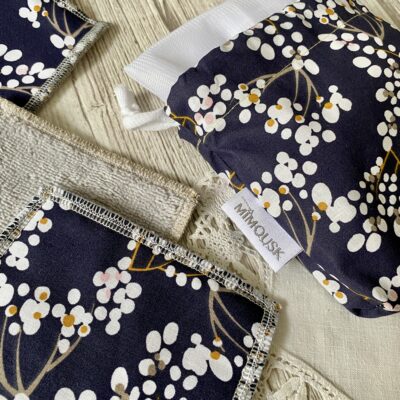 Lingettes lavables éponge Bambou / Yoichi baies blanc marine – Image 2