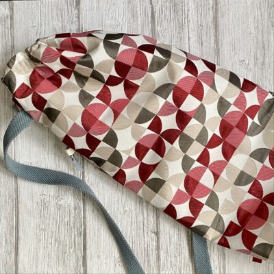 Sac de tapis de yoga ou pilates / jacquard géom ronds / Rouge beige kaki