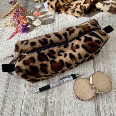 Trousse XL Léopard, polaire doublée beige – Image 2