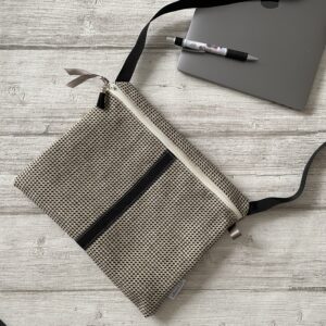 Sac à main bandoulière / pied-de-poule beige noir