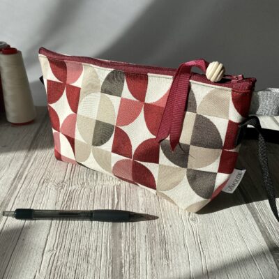 Petit sac à main bandoulière / Jacquard ronds bordeaux