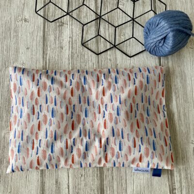 Bouillotte rectangulaire en graines de lin bio / Plumes / Rose saumon Bleu
