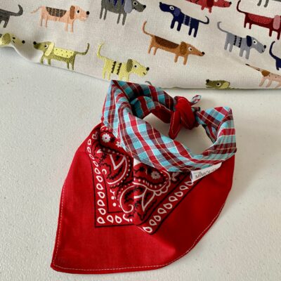 Bandana pour chien / Rouge & écossais – Image 2