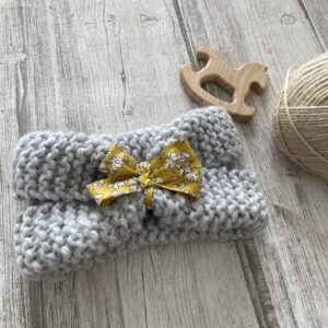 Tour de cou enfant / Gris, noeud Liberty jaune