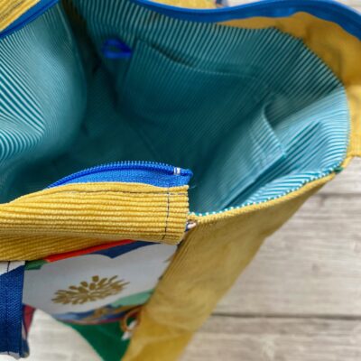 Sac à main Vintage garden / Vert Or Bleu Moutarde – Image 5