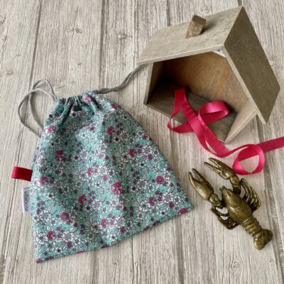 Sac à maillot mouillé/ enduit petites fleurs / turquoise rose