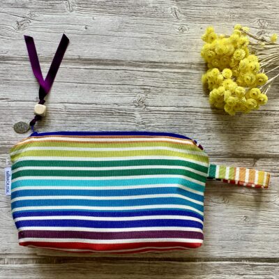 Trousse rayée doublée multicolore – Image 3