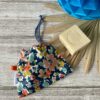 Sac à savon solide/ Fleuri rétro / marine orange rose jaune