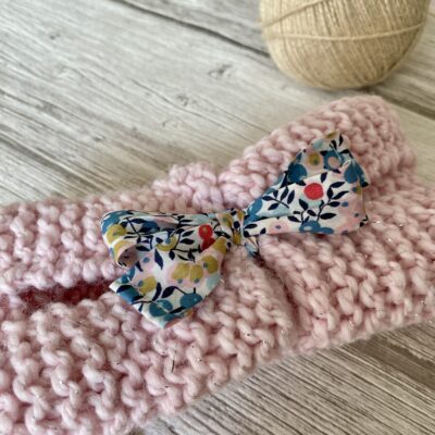 Tour de cou enfant / Rose pailleté, noeud Liberty – Image 2