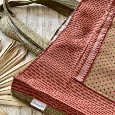 Sac cabas XXL, velours et jacquard / Beige bordeaux rose – Image 4