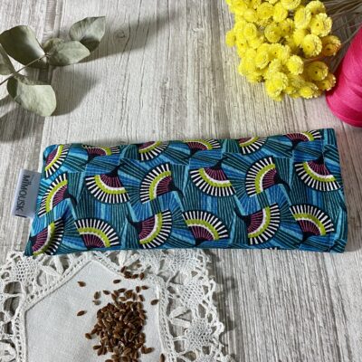 Eye pillow / éventails wax / bleu jaune rose – Image 2