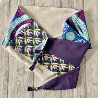 Foulard triangle doudou /ethnic / Bleu bdx violet – Image 3