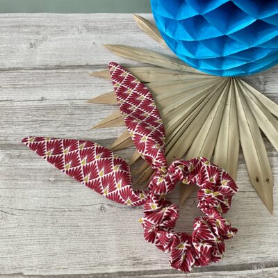 Foulchie chouchou / motif géométrique / rouge foncé
