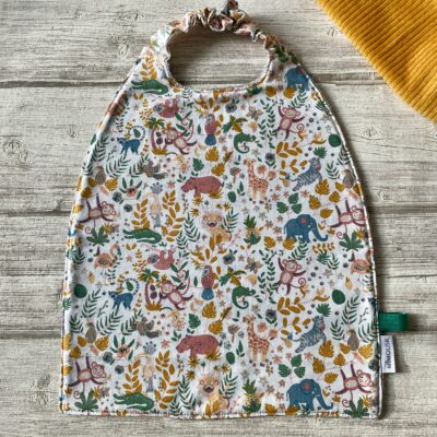 Serviette élastiquée coton et éponge bambou / Animaux BuenosAires blanc