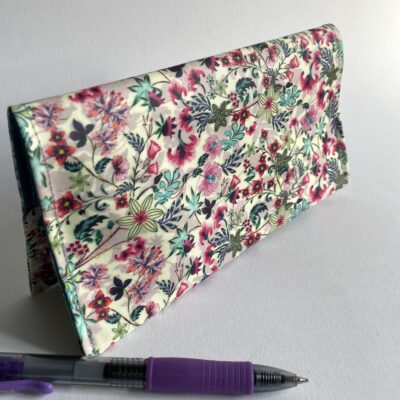 Porte-chéquier, enduit fleuri, coloris rose vert – Image 2