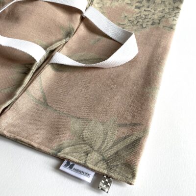 Sac à tarte, en lin, gris et rose fleuri – Image 2