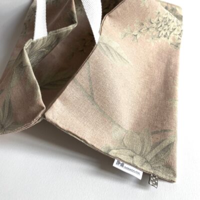 Sac à tarte, en lin, gris et rose fleuri