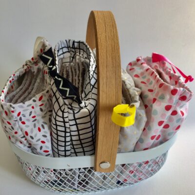 Lingettes lavables / tissu homard vert et blanc – Image 2